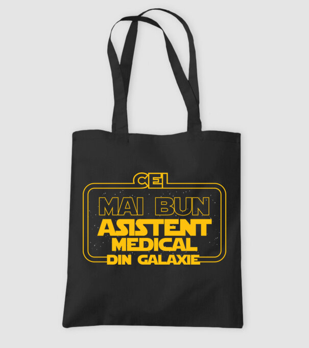 Cel mai bun asistent medical din galaxie model negru pe tricou