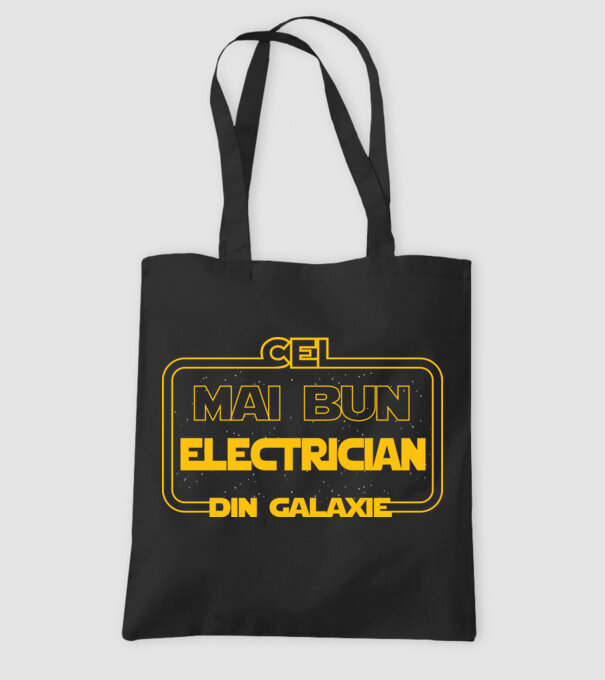 Cel mai bun electrician din galaxie model negru pe tricou