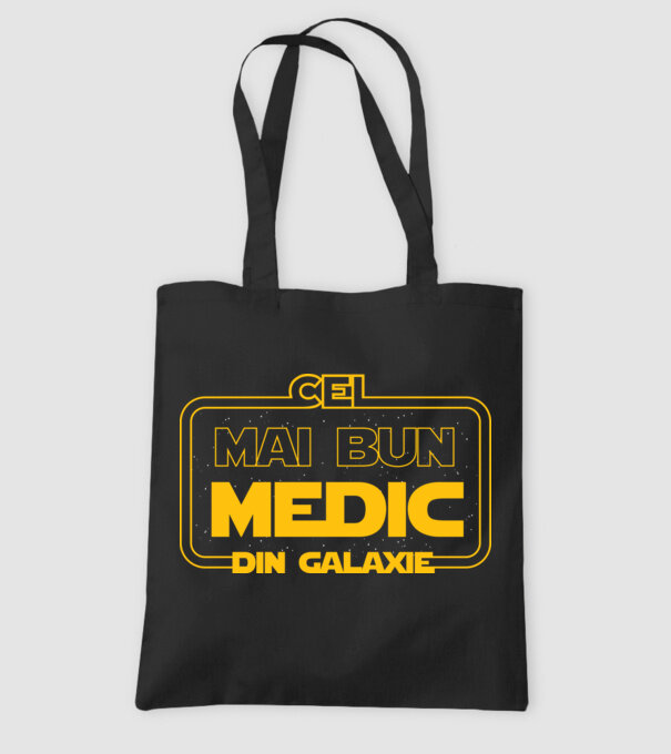 Cel mai bun medic din galaxie model negru pe tricou