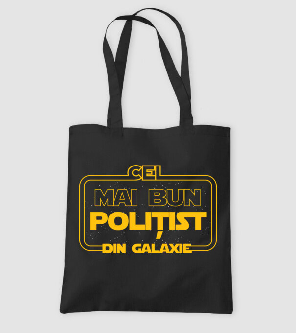 Cel mai bun polițist din galaxie model negru pe tricou