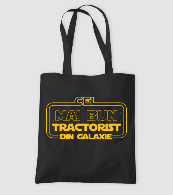 Cel mai bun tractorist din galaxie model negru pe tricou