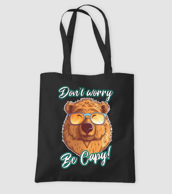 Don't worry be Capy model negru pe tricou