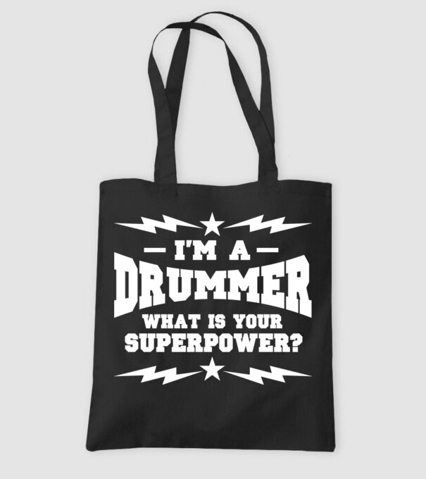Drummer Superpower model negru pe tricou