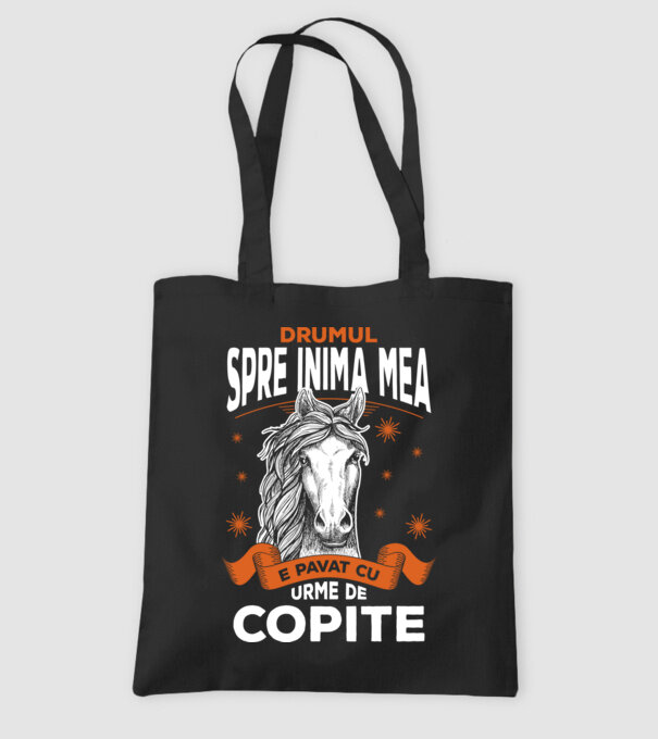 drumul spre inima mea e pavat cu urme de copite model negru pe tricou