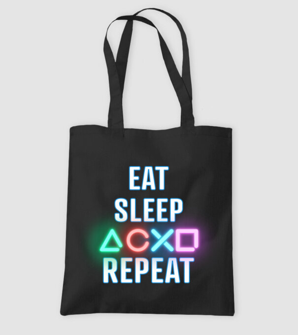 Eat sleep PS model negru pe tricou