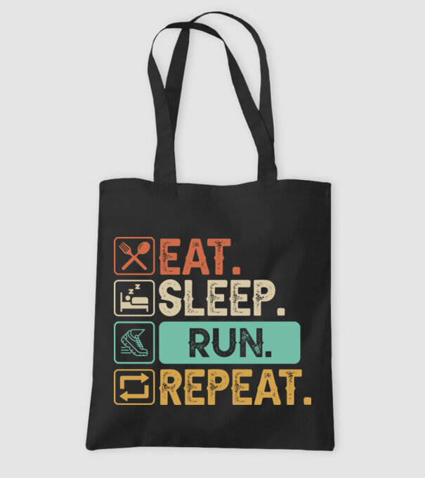 Eat Sleep Run Repeat model negru pe tricou