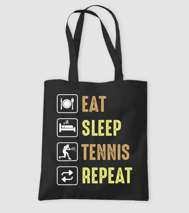 eat sleep tennis repeat model negru pe tricou