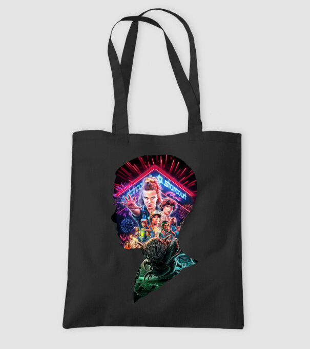 eleven poster head model negru pe tricou
