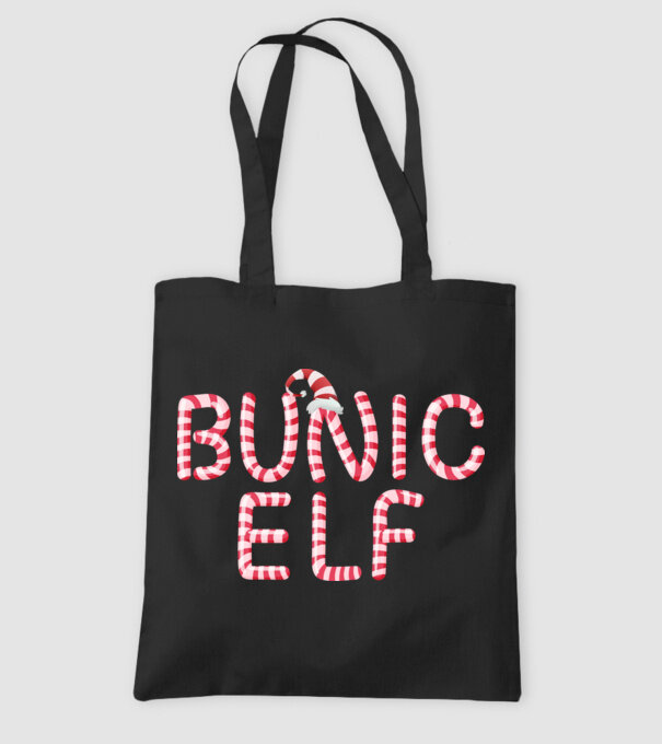 bunic elf model negru pe tricou