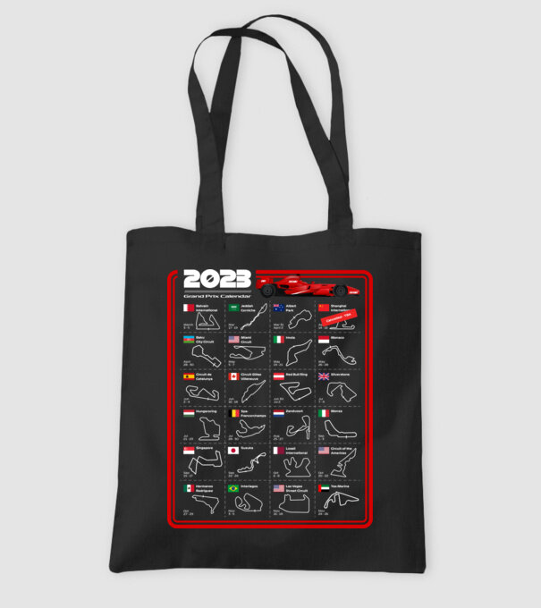 F1 2023 Formula Grand prix calendar model negru pe tricou