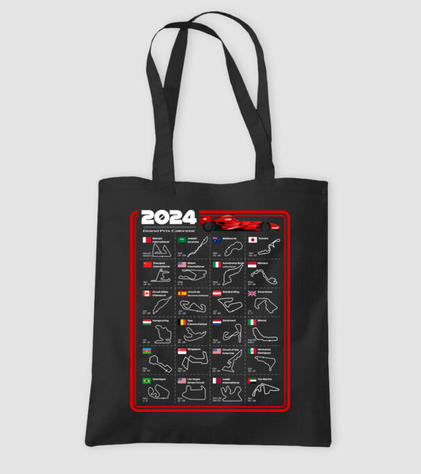 F1 calendar 2024 model negru pe tricou
