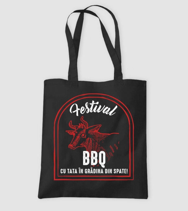 Festival BBQ - cu tata în grădina din spate! model negru pe tricou