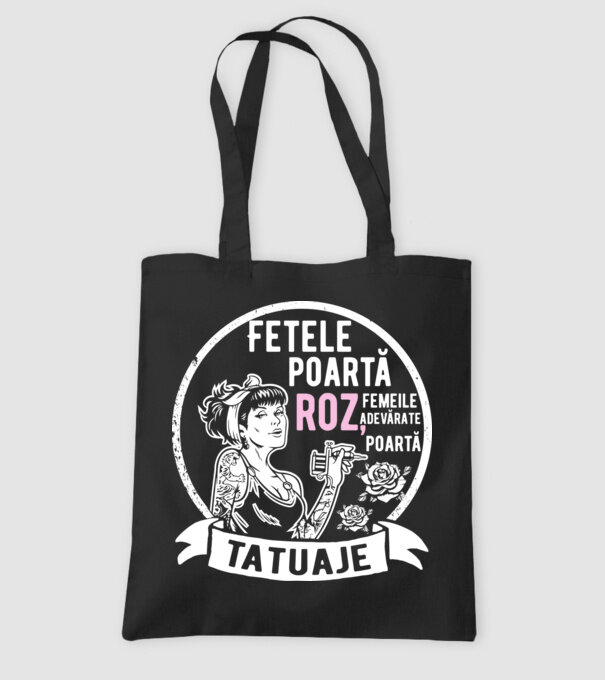 Fetele poartă roz, femeile adevărate poartă tatuaje model negru pe tricou