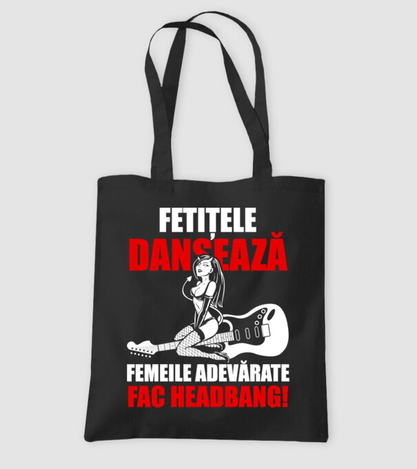 fetițele dansează, femeile adevărate fac headbang! model negru pe tricou