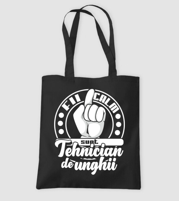 Fii calm... sunt tehnician de unghii model negru pe tricou