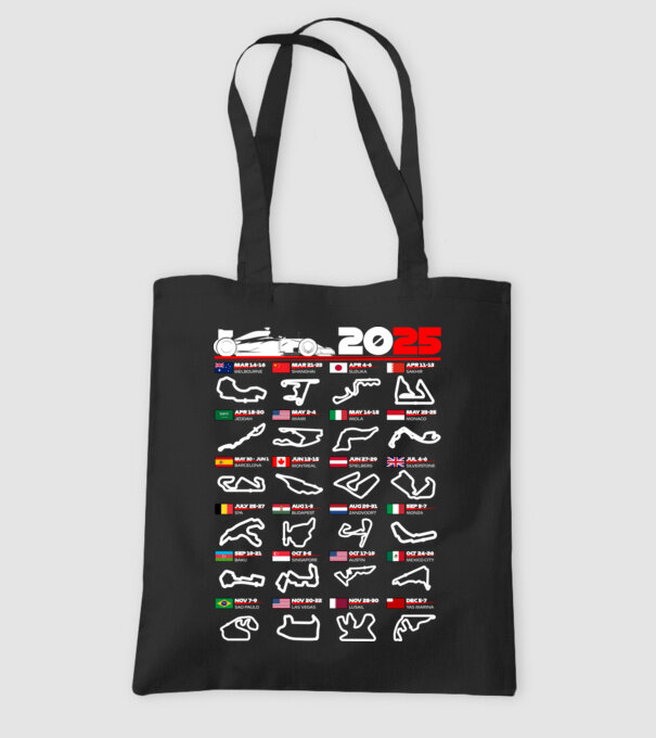 F1 calendar 2025 negru model negru pe tricou