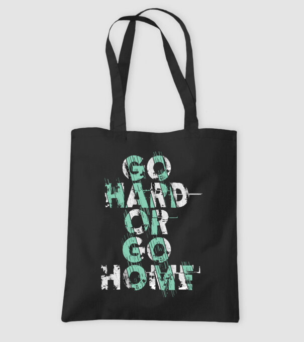 Go Hard or Go Home model negru pe tricou