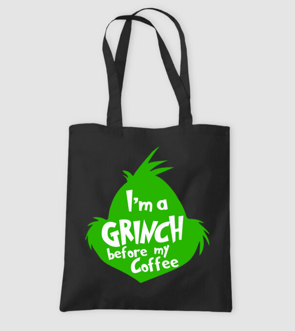 Grinch before coffee model negru pe tricou