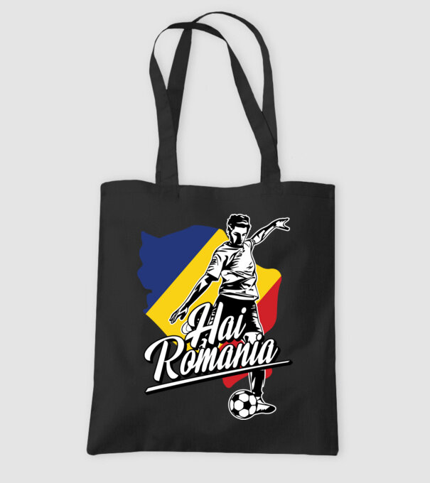 Hai romania fotbal model negru pe tricou