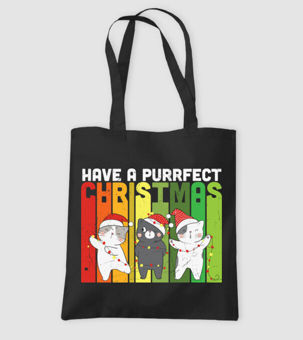 Have a purrfect christmas model negru pe tricou