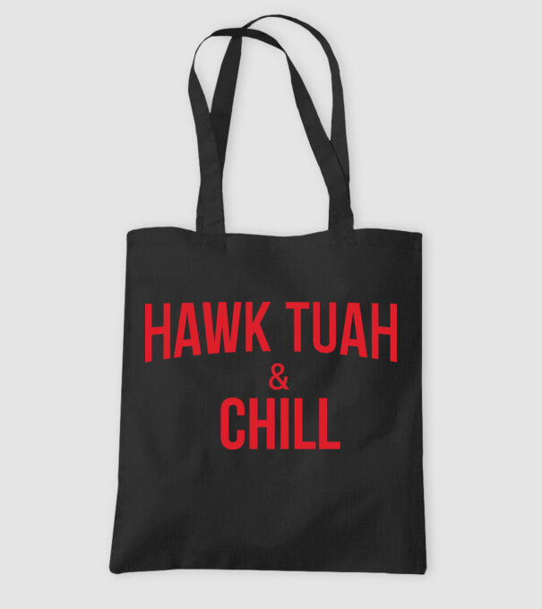Hawk tuah and chill red netflix model negru pe tricou