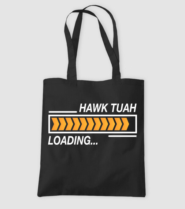 Hawk tuah loading model negru pe tricou
