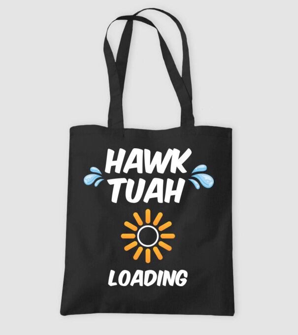 Hawk Tuah loading raindrop model negru pe tricou
