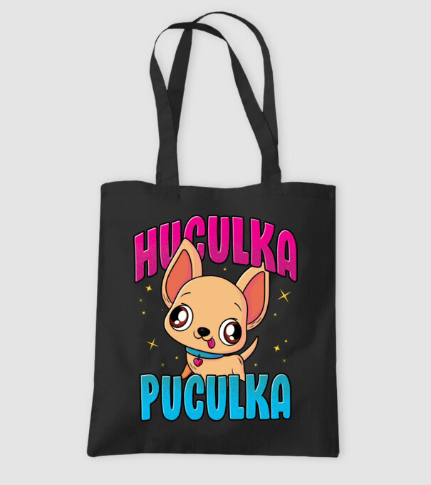 Huculka Puculka chivava model negru pe tricou