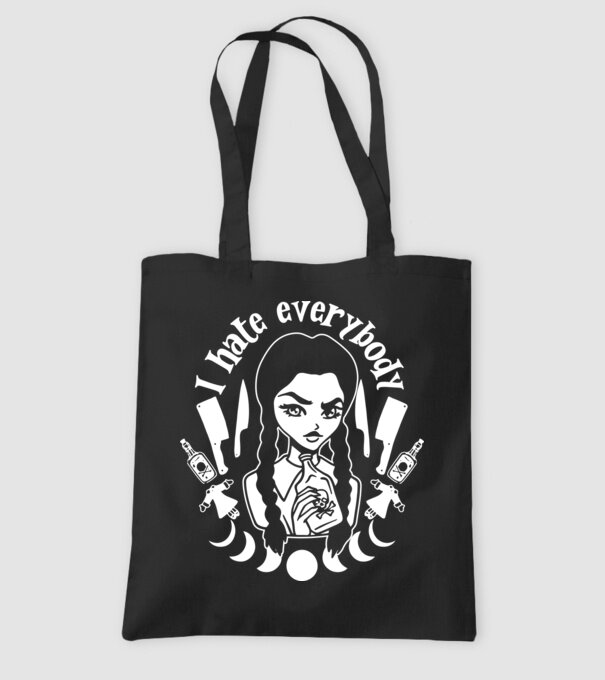 I hate everybody cartoon model negru pe tricou