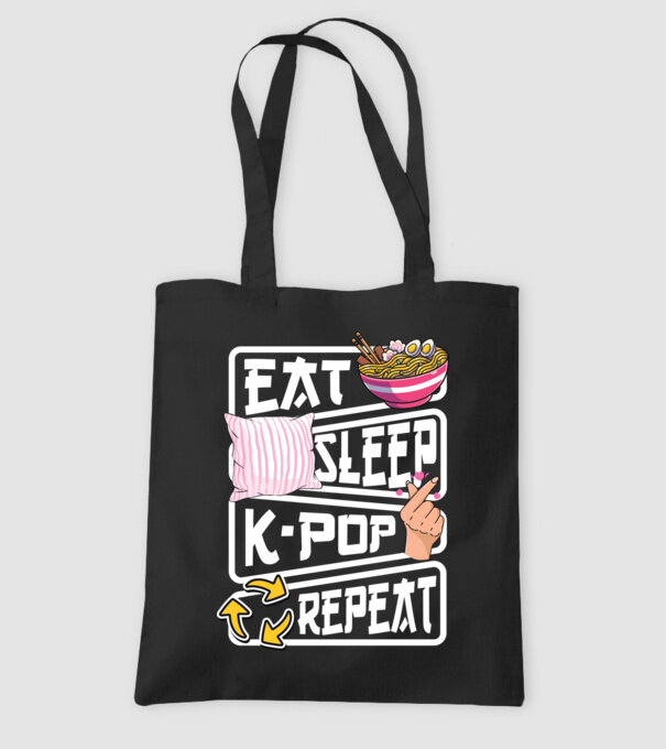 K-POP EAT SLEEP model negru pe tricou