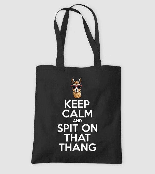 Keep calm and spit on that thang model negru pe tricou