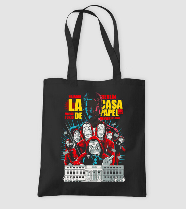 La casa de papel ilutración model negru pe tricou
