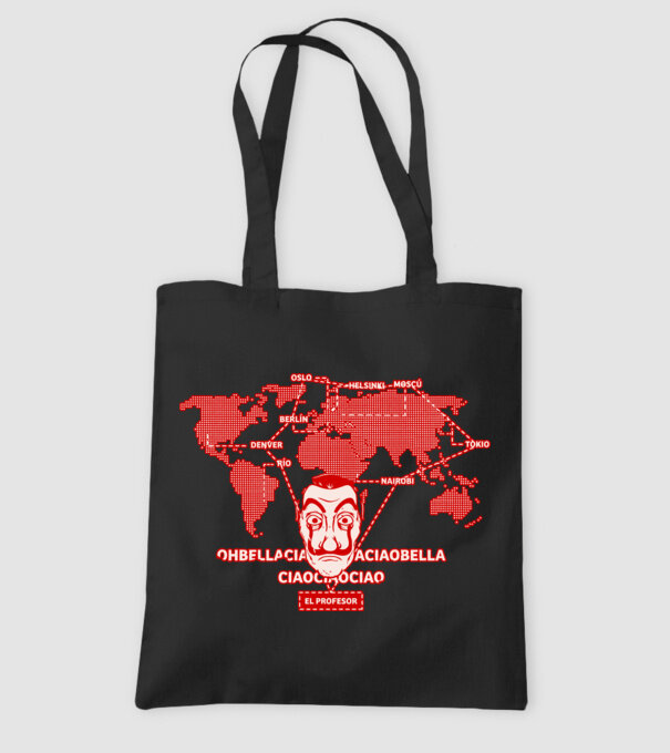 la casa de papel map model negru pe tricou
