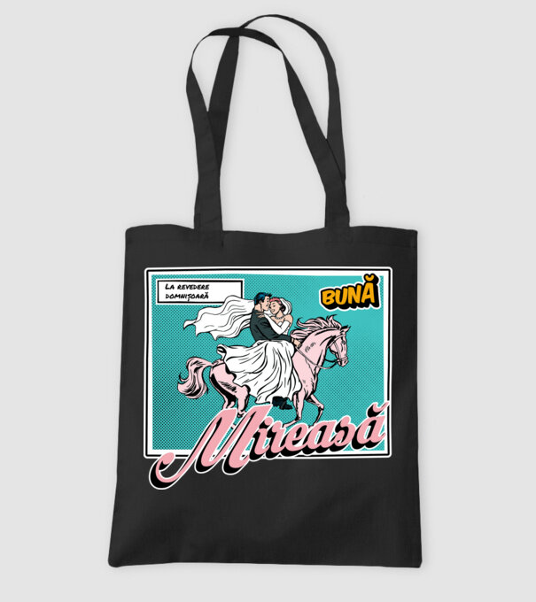 La revedere domnișoară, bună mireasă model negru pe tricou