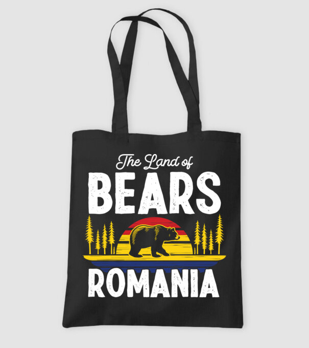 Land of Bears model negru pe tricou