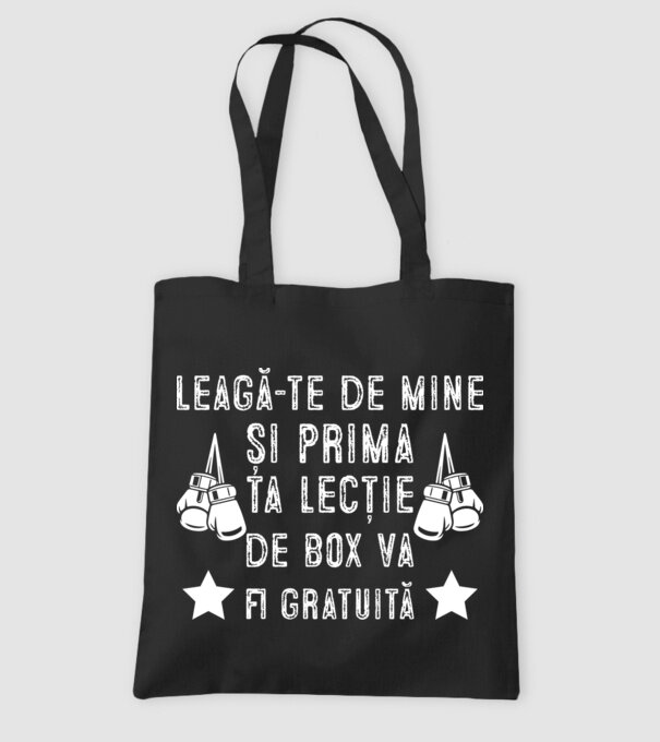 Leagă-te de mine și prima ta lecție de box va fi gratuită model negru pe tricou