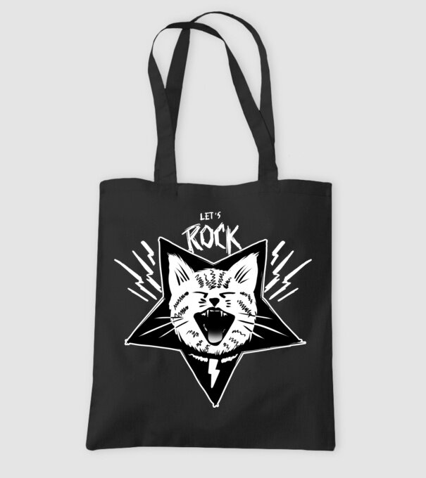 Let's rock model negru pe tricou