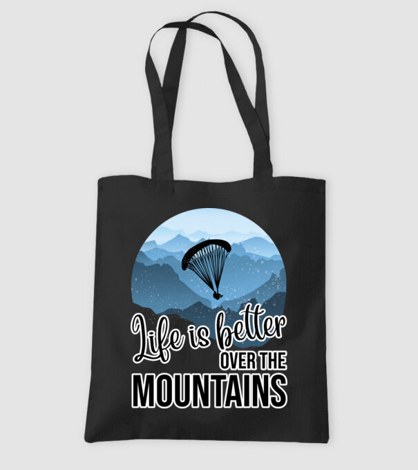 Life is better over the mountains model negru pe tricou