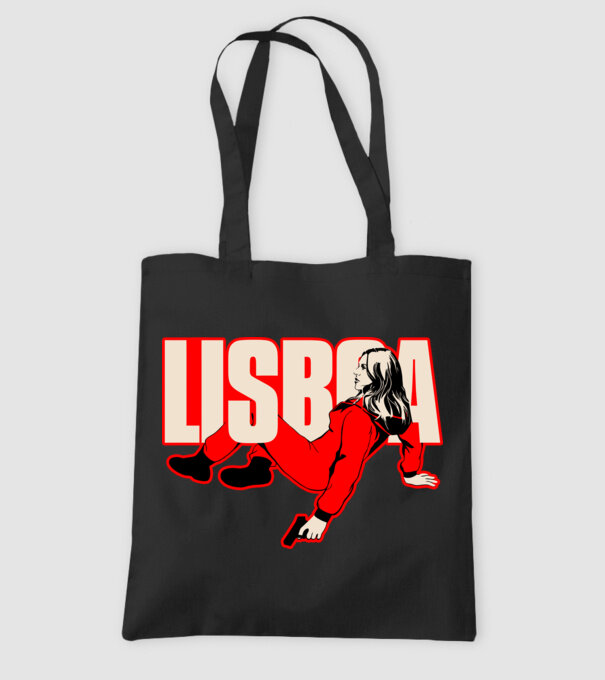 lisboa la casa de papel model negru pe tricou