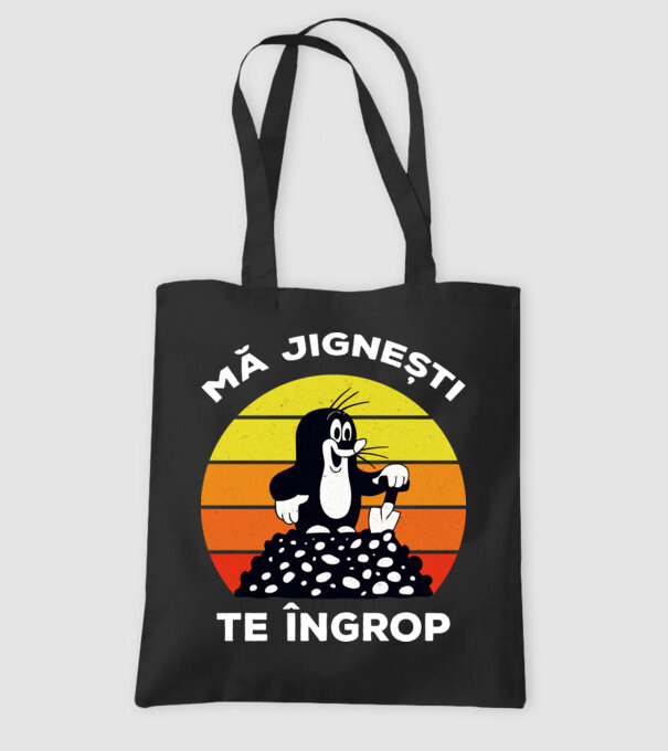 mă jignești, te îngrop model negru pe tricou