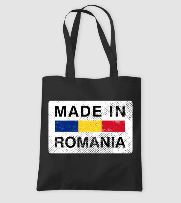 made in romania model negru pe tricou