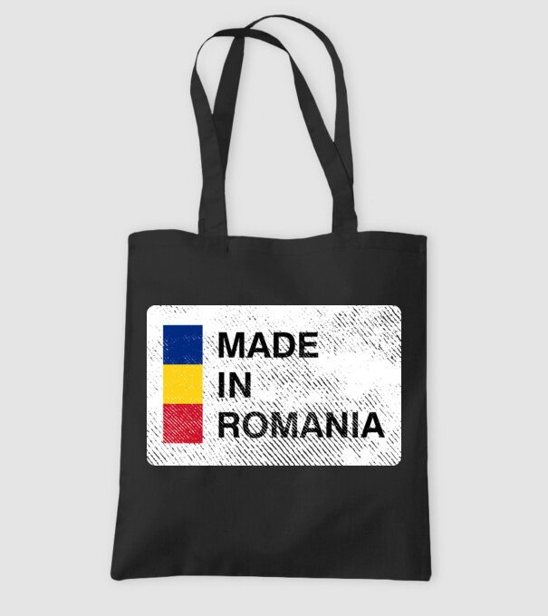made in romania model negru pe tricou
