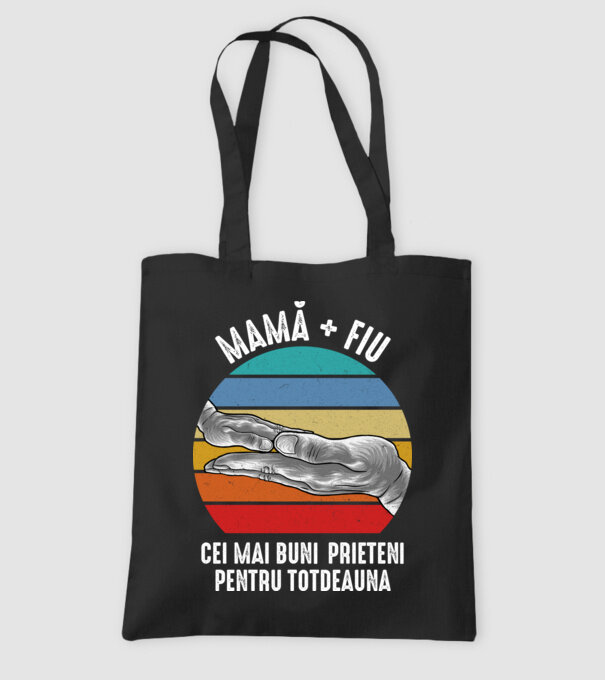 Mamă + fiu - Cei mai buni prieteni pentru totdeauna model negru pe tricou