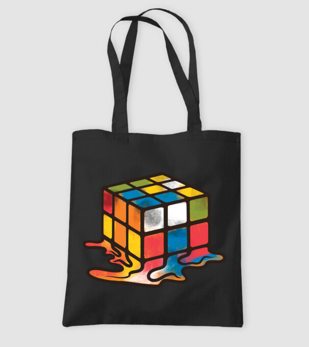 Melted Rubik model negru pe tricou