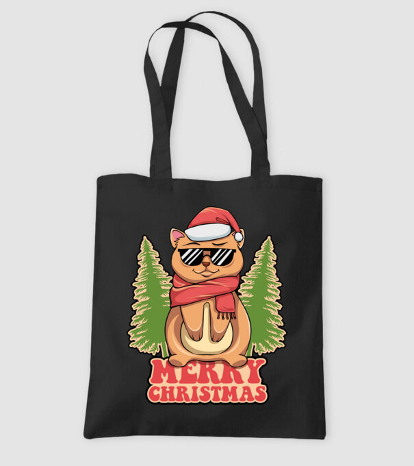 Merry christmas cat model negru pe tricou