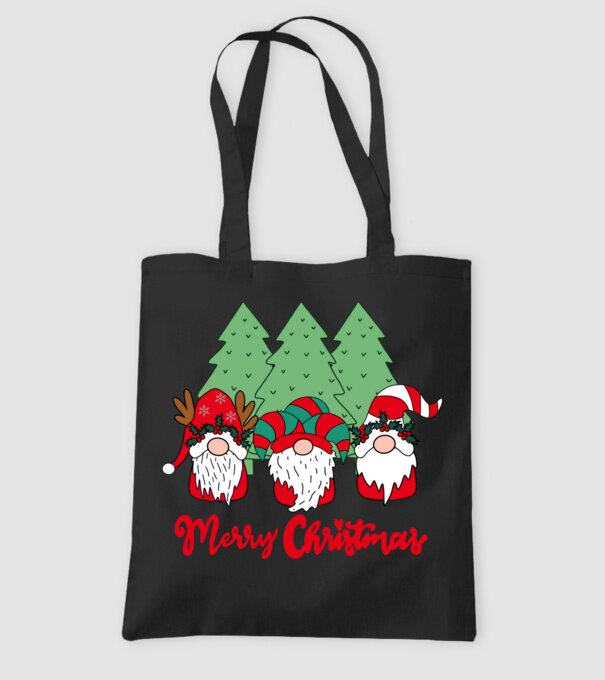 Merry christmas gnomes model negru pe tricou