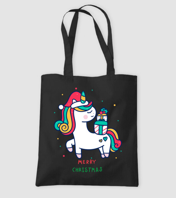 merry christmas unicorn model negru pe tricou