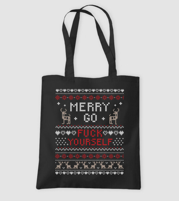 Merry go fuck yourself model negru pe tricou
