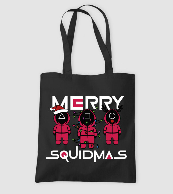 Merry squidmas model negru pe tricou