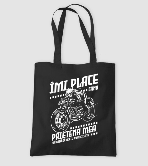 îmi place când prietena mea mă lasă să ies cu motocicleta model negru pe tricou